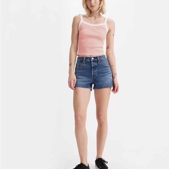 Levi's®‎ Premium 501® ORIGINAL FIT HIGH RISE SHORTS blue size Junior 13 Nwot - Picture 3 of 7